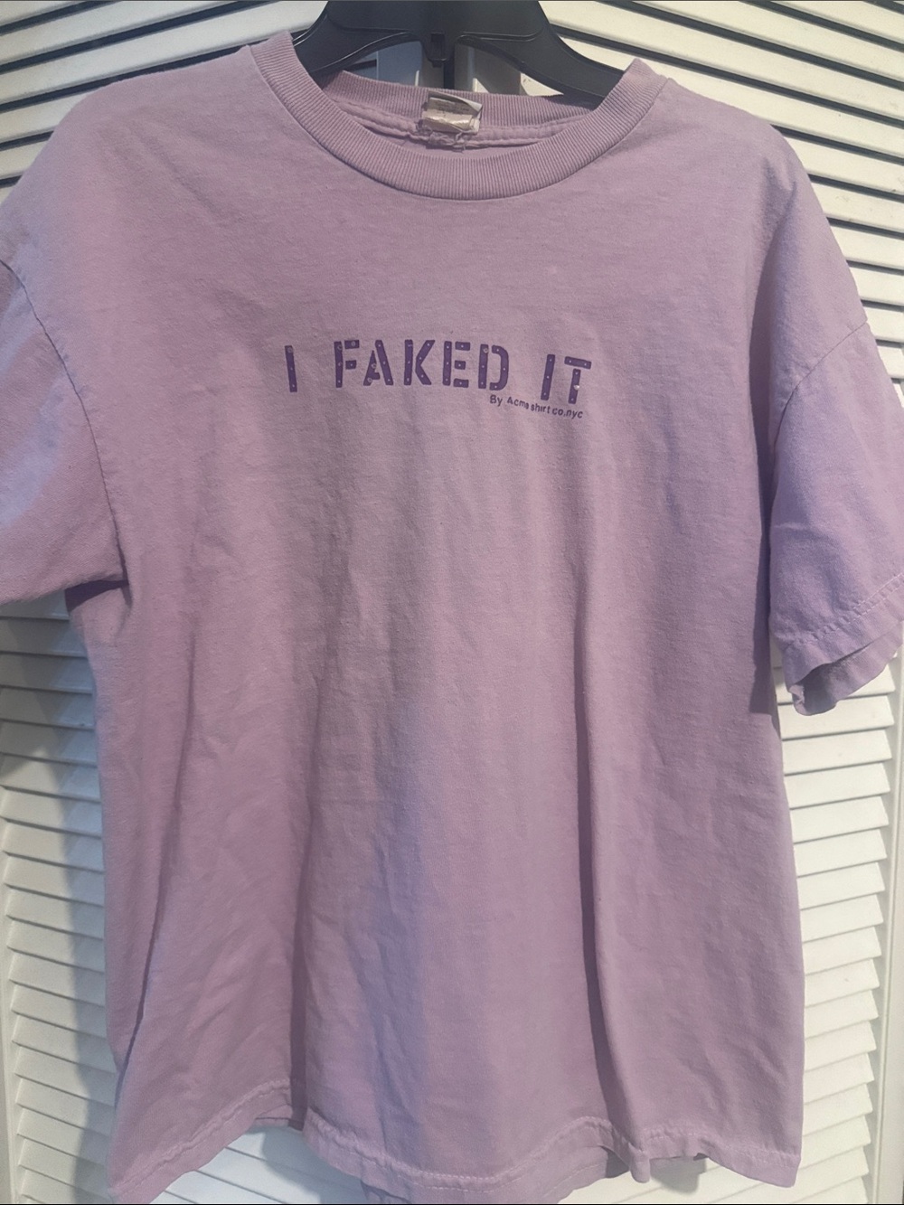 Lavender Graphic Tee - "I FAKED IT"